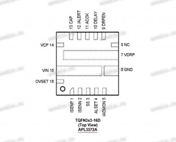 Микросхема Anpec APL3572A, APL3572AQBI, 3572A, APL3572AQBI-TUG TQFN3x3-16D USB Power-Distribution Switches