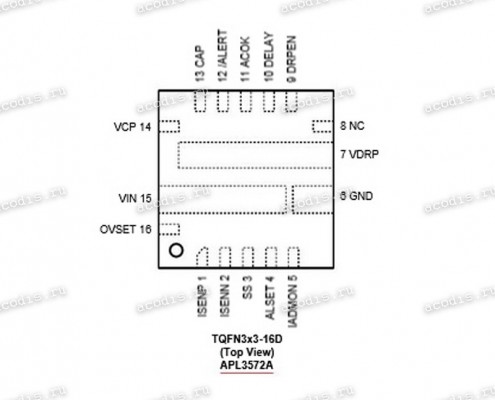 Микросхема Anpec APL3572A, APL3572AQBI, 3572A, APL3572AQBI-TUG TQFN3x3-16D USB Power-Distribution Switches