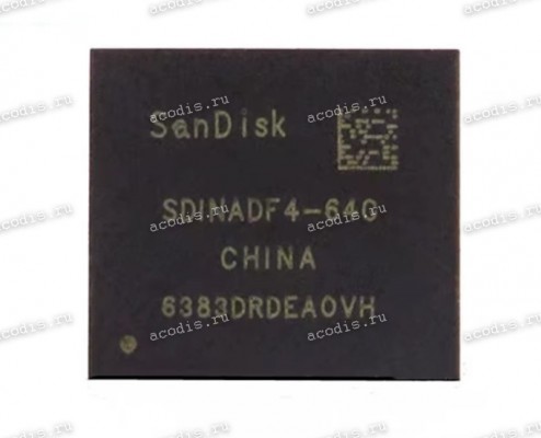 Микросхема SanDisk SDINADF4-64G-1002K 64GB TFBGA153 FW:CS1.12D FLASH (Asus p/n: 03100-00137600) NEW original Микросхема SanDisk SDINADF4-64G-1002K 64GB TFBGA153 FW:CS1.12D FLASH (Asus p/n: 03100-00137600) NEW original