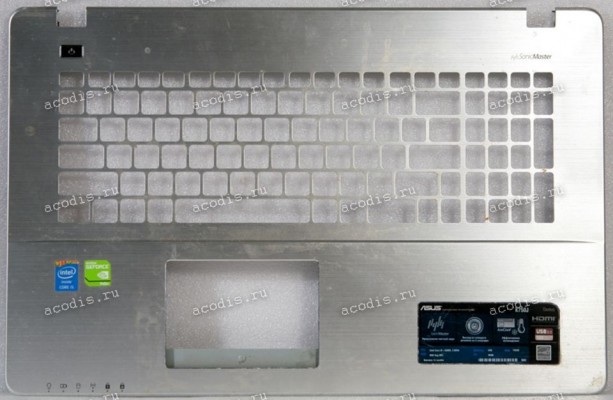 Palmrest Asus K750J, F750, R751, X750 серебристая (13N0-PIA0351, 13N0-PIP014PS-BS)