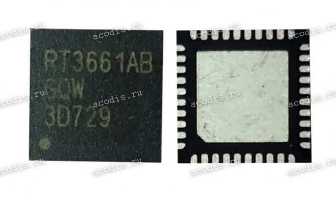 Микросхема RichTek RT3661AB, RT3661ABGQW, RT3661AB-GQW WQFN-40L 5x5 (Asus p/n: 06095-01550000) Dual-Output PWM Controller with 2 Integrated Drivers for AMD SVI2 Mobile CPU Power Supply