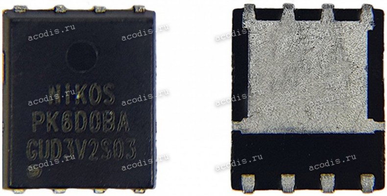 Транзистор NIKOS, NIKO-SEM, Unikc PK6D0BA, PK6DOBA, PK600BA, PK60OBA, PK6O0BA, PK6OOBA PDFN 5x6P, QFN-8 N-MOSFET 30V 40A 9,5mOhm Транзистор NIKOS, NIKO-SEM, Unikc PK6D0BA, PK6DOBA, PK600BA, PK60OBA, PK6O0BA, PK6OOBA PDFN 5x6P, QFN-8 N-MOSFET 30V 40A 9,5mOhm