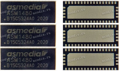 Микросхема ASMedia ASM1480, ASM1480-BGR QFN-42 8 channel, 2:1 Mux/DeMux Switch with single enable 16 to 8 channel multiplexer / demultiplexer Switch with Hi-Z outputs