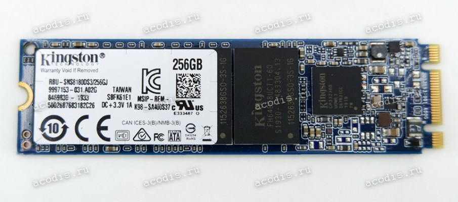 NGFF M.2 2280 SSD B&M key PCI-E only Kingston RBU-SNS8154P3/256GJ3 E8FK11.T 256Gb (03B03-00222000) SSD P3X2 256GB M2 2280 NVME PCI Express 3.0 x2 (NVMe 1.3), контроллер Phison PS5008-E8-10 FH64B08UCT, микросхемы 3D TLC NAND, последовательный доступ: 1500/