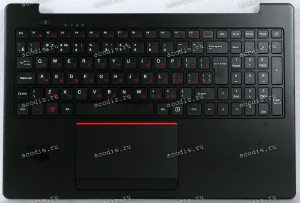 Keyboard Гравитон Н15И-К2, Н15И-ТП, Machenike 15, ThundeRobot 15 + topcase чёрная в чёрном топкейсе с тачпадом, колонками, БЕЗ подсветки (AMR12869-G4-X6) русифицированная original возможно так-же ICL RAYbook Si1514, Si1512, Rikor R-N-H-CPU-D-M-PSU-C, Shan