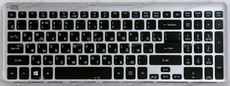 Keyboard Acer Aspire 5755G, 5830T, 5830G, V5-571  чёрная на сером русифицированная (NSK-R3KBW, 9ZN8QBWKK0R))
