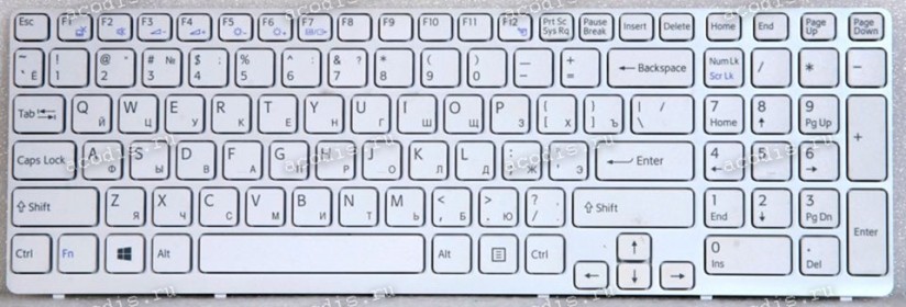 Keyboard Sony Vaio E15, E17, SVE15, SVE17 белая русифицированная (149093511RU, AEHK57021303A, V133846BS3RU)