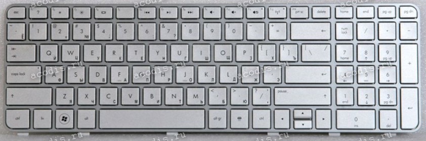 Keyboard HP Pavilion dv6-6000 серебристая русифиц, горизонт Enter (V122630BS1, 665938-251)