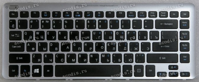 Keyboard Acer V5-431P чёрная на серебре, русифицированная (904TU07Y0R, MP-11F73SU-4424W, 604TU4000)