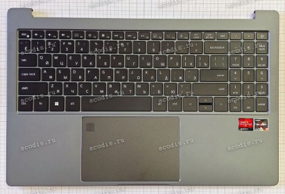Keyboard Digma Pro Sprint N DN15R7-ADXW03, DN15R5-ADXW05, DN15R7-ADXW03 + topcase (MB3335001 F0121-001 VER:A, SP42110)(Black/Grey/Matte/RUO/LED) черная матовая русифицированная с темно-серым топкейсом с подсветкой