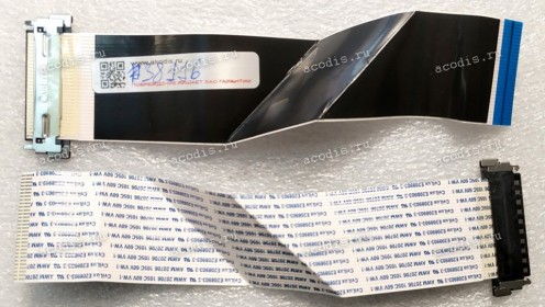 LCD LVDS FFC шлейф мониторный 30 pin обратный, шаг 1.0 mm, длина 155 mm, с замком с одной стороны