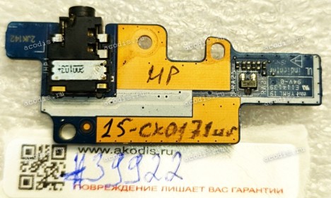 Audio Board HP Pavilion Gaming 15-cx TPN-c133 15-cx0098ur 15-cx0171ur (p/n DPK54 Ls-F843P rev: 1.0)
