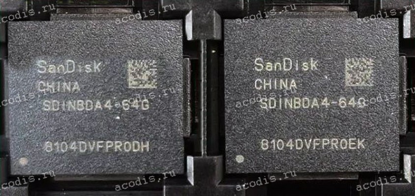 Микросхема SanDisk SDINBDA4-64-1002W 64GB TFBGA-153 FW:QS1.1D FLASH (Asus p/n: 03100-00138600) NEW original