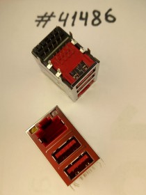 Combo connector Asus COMBO LAN+2USB3.1 32P G/F RED (p/n12014-00740300) LOTES AJKM0011-K003C10