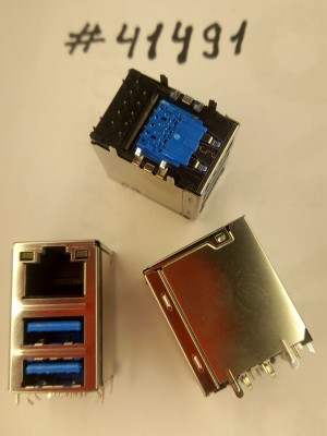 Combo connector Asus JACK USB3.0/LAN W/LED GIGA TRA (p/n12G142011325) FOXCONN JFM38U1M-B308-4F