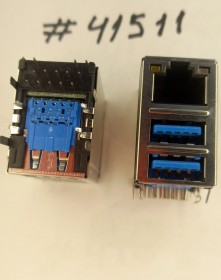 Combo connector Asus JACK USB3.0/LAN W/LED GIGA TRA (p/n12G142011320) FOXCONN JFM38U1M-B301-4F
