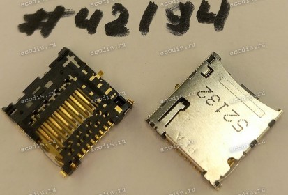Разъём MICRO SD SOCKET 11P,0.9MM,1.5H (Asus p/n: 12023-00100000) PLASTRON CH1S-211-H-N