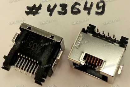 Разъём LAN JACK RJ45 8P R/A DIP 1.8MM (Asus p/n: 12014-01140000) INVENTEC 6026B0498701