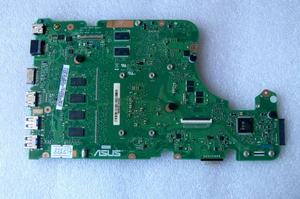 MB BAD - донор Asus X555DG MB._4G (90NB09A0-R00020, 60NB09A0-MB1501 (202)) X555DG REV. 2.0, AMD 216-0867030, 4 чипа SEC 637 K4W4G16, 8 чипов Micron 6UP77 D9SHD MT41K256M16TW-107:P, снято CPU