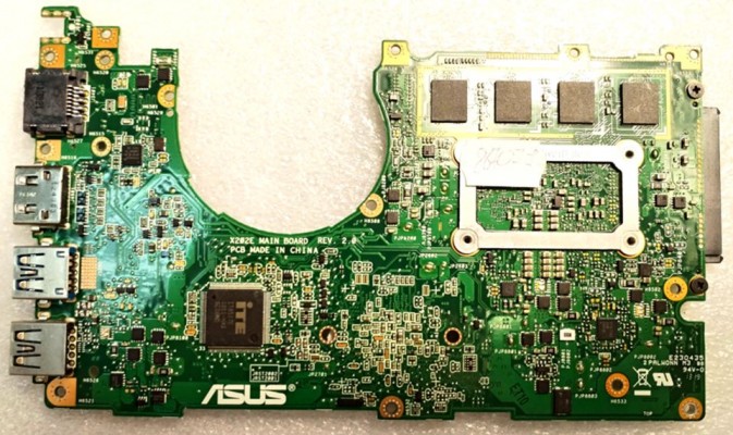 MB BAD - под восстановление Asus X202EV (60-NFQMB1J01-(A03), 31EX2MB01T0, 6044CD58033) X202E MAIN BOARD REV. 2. 0, Intel SR109, Intel SJTNV, 8 чипов MICRON 3HE77 D9QBJ, скол на GPU