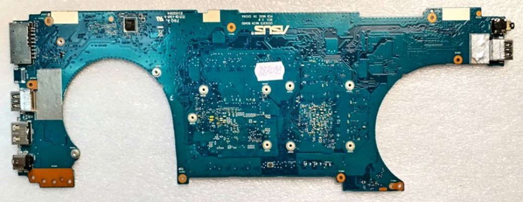 MB BAD - донор Asus UX563FD MAIN BOARD REV. 2. 0, nVidia N17P-G0-OP-A1, 4 чипа SEC K4E6E30 4ECEGCG, 4 чипа MICRON 9TB77 D9VVR, скол на GPU