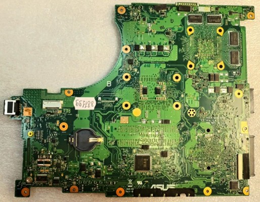 MB BAD - под восстановление Asus N56JK (60NB06D0-MB1040-201, 31NJ8MB0220), N56JK MAIN BOARD REV. 2. 0, Intel SR17E, Intel SR15G, nVidia N15P-GT-A2, 8 чипов Samsung K4W2G1646Q-BC1A, паянные CPU и HUB
